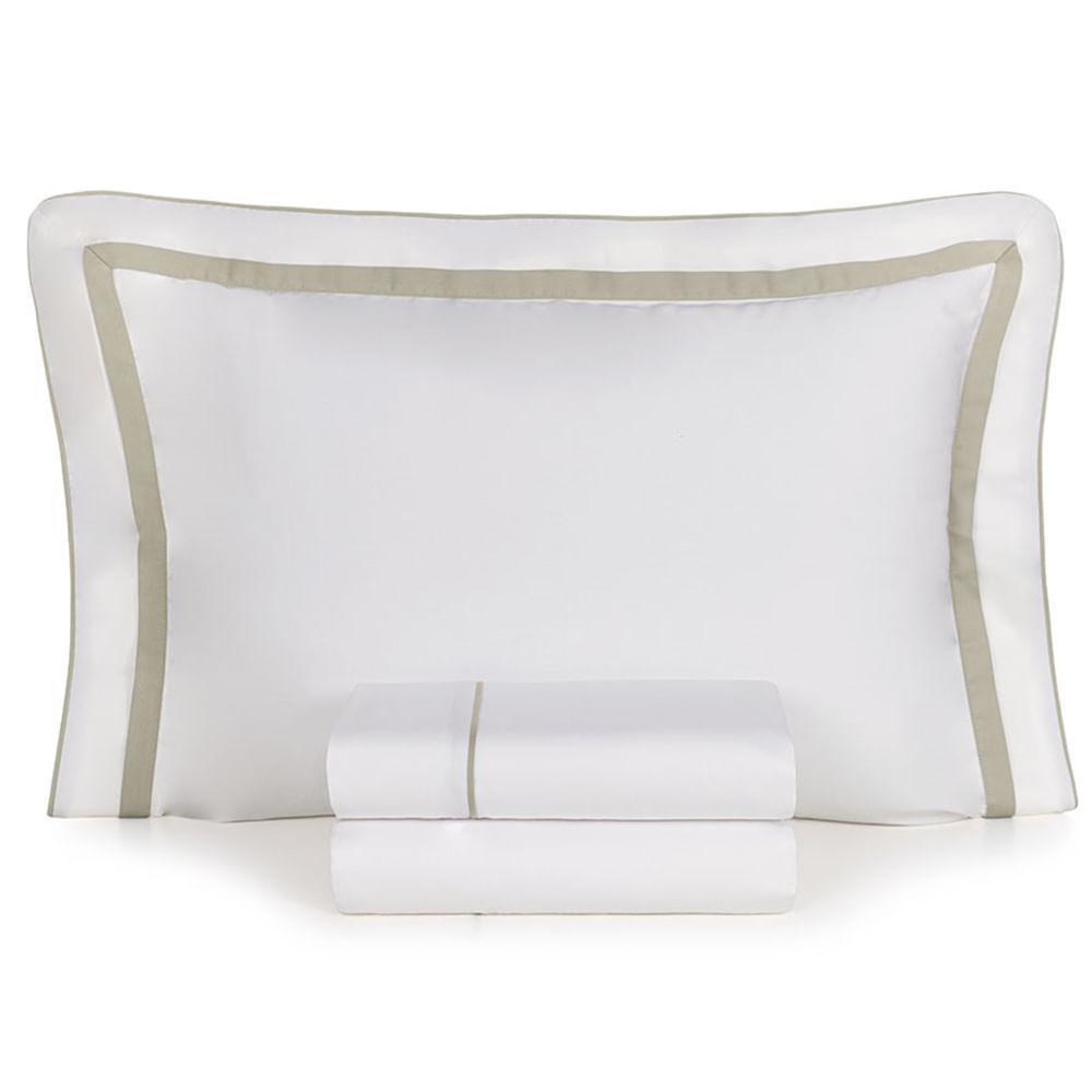 Jogo de Cama Casal com 04 Peças Lara Branco com Areia - Karsten - 2