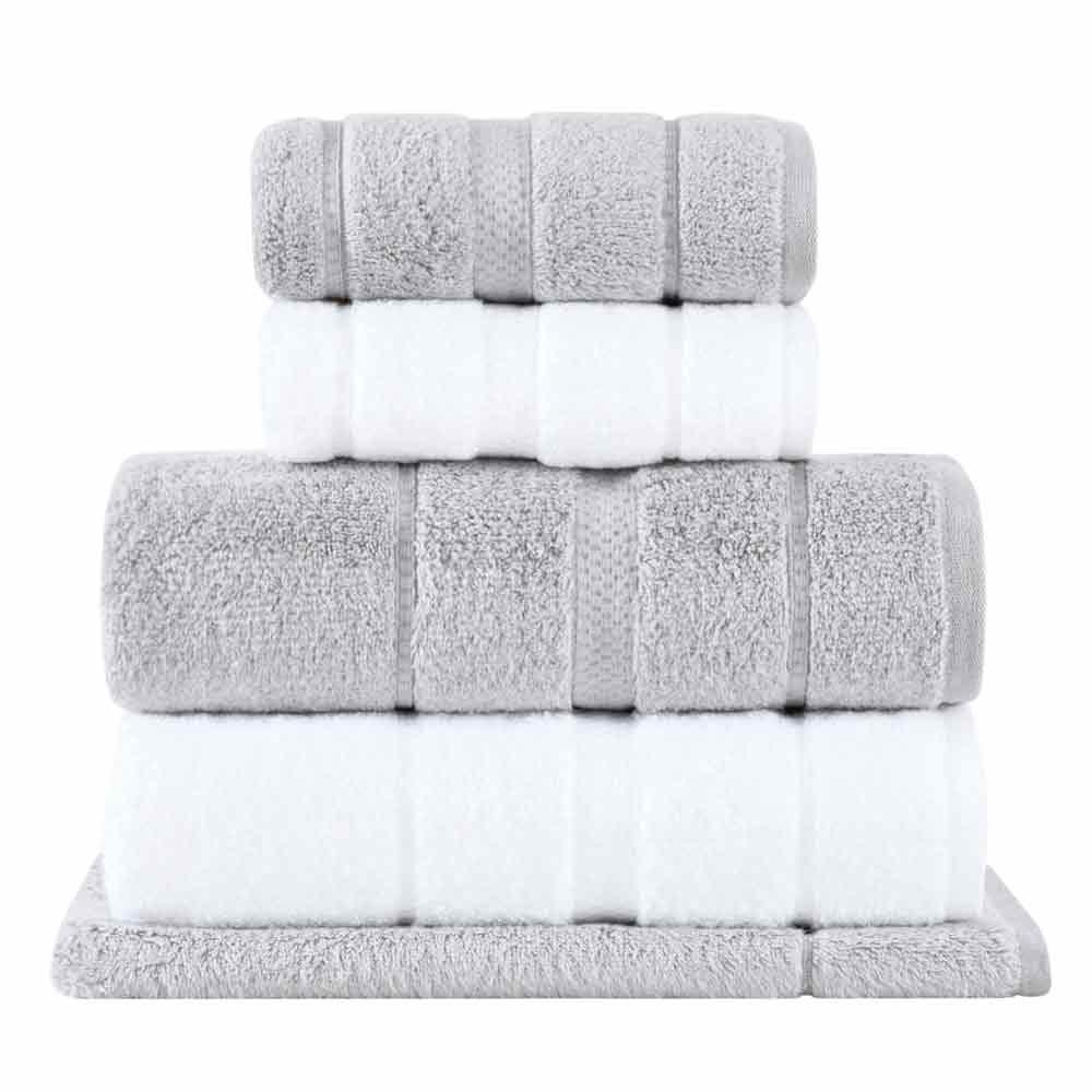 Jogo de Toalhas de Banho Gigante com 05 Peças Vision Dual Air Branca e Prata - Buddemeyer - 1