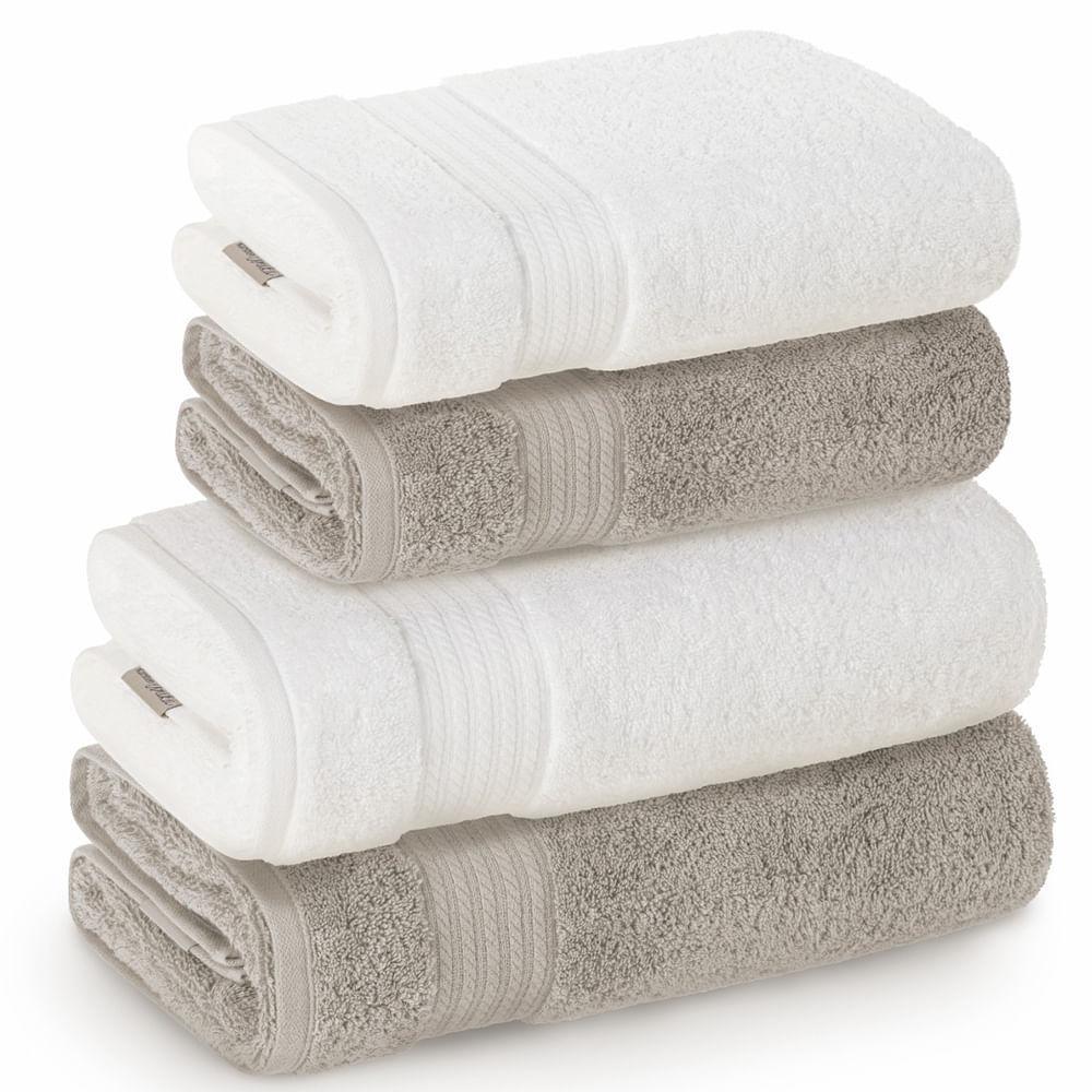 Jogo de Toalhas de Banho Gigante com 04 Peças Magna Lunar e Branco - Karsten - 1