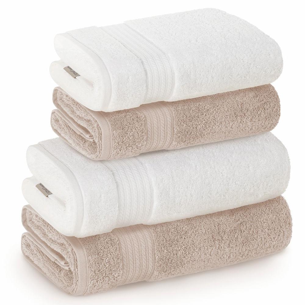 Jogo de Toalhas de Banho Gigante com 04 Peças Magna Aura e Branco - Karsten - 1