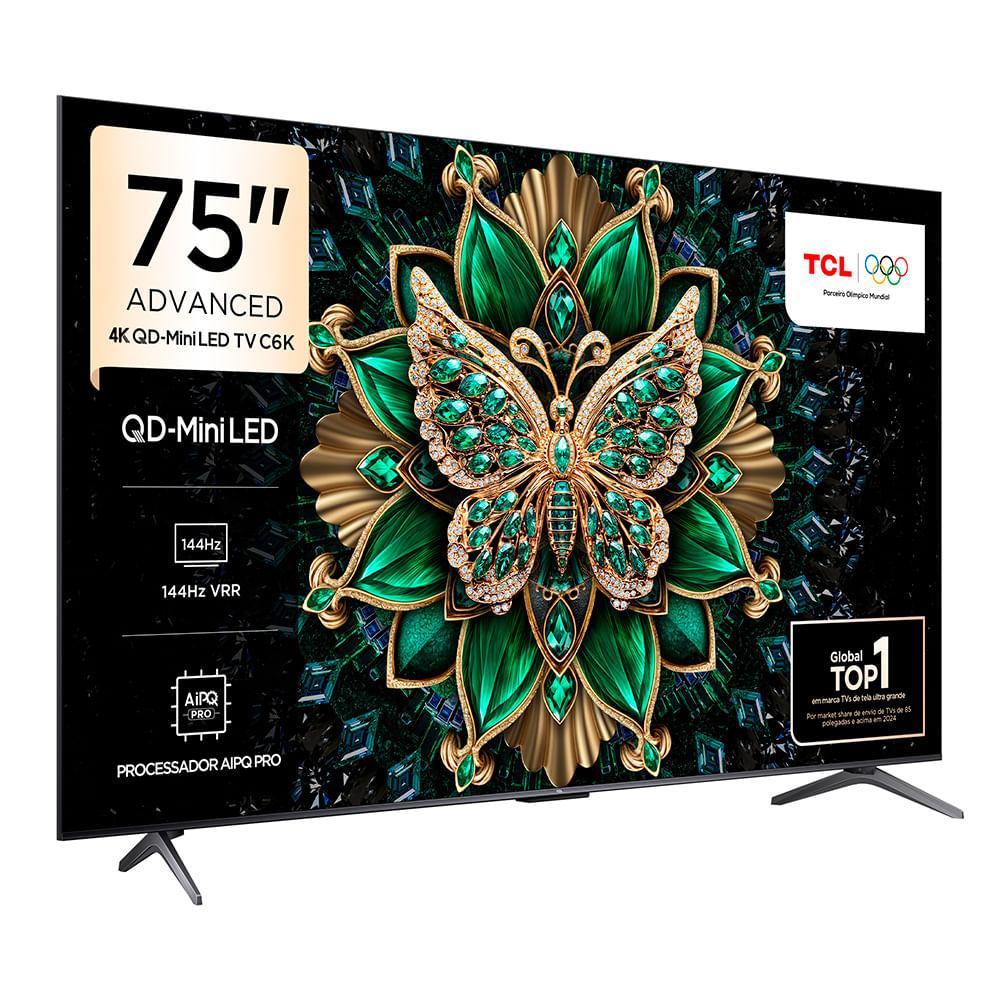 Smart TV 4K TCL QD-Mini LED 75” Polegadas com HDMI 2.1, Dolby Vision IQ, Subwoofer, 144Hz VRR e Wi-Fi - 75C6K - 2
