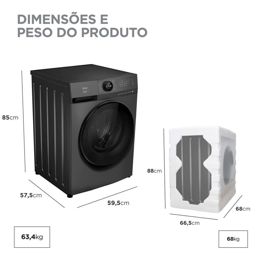 Lava e Seca Midea Slim HealthGuard 11kg/7kg Titanium Conectada com Função Turbo - MF201D11 - 8