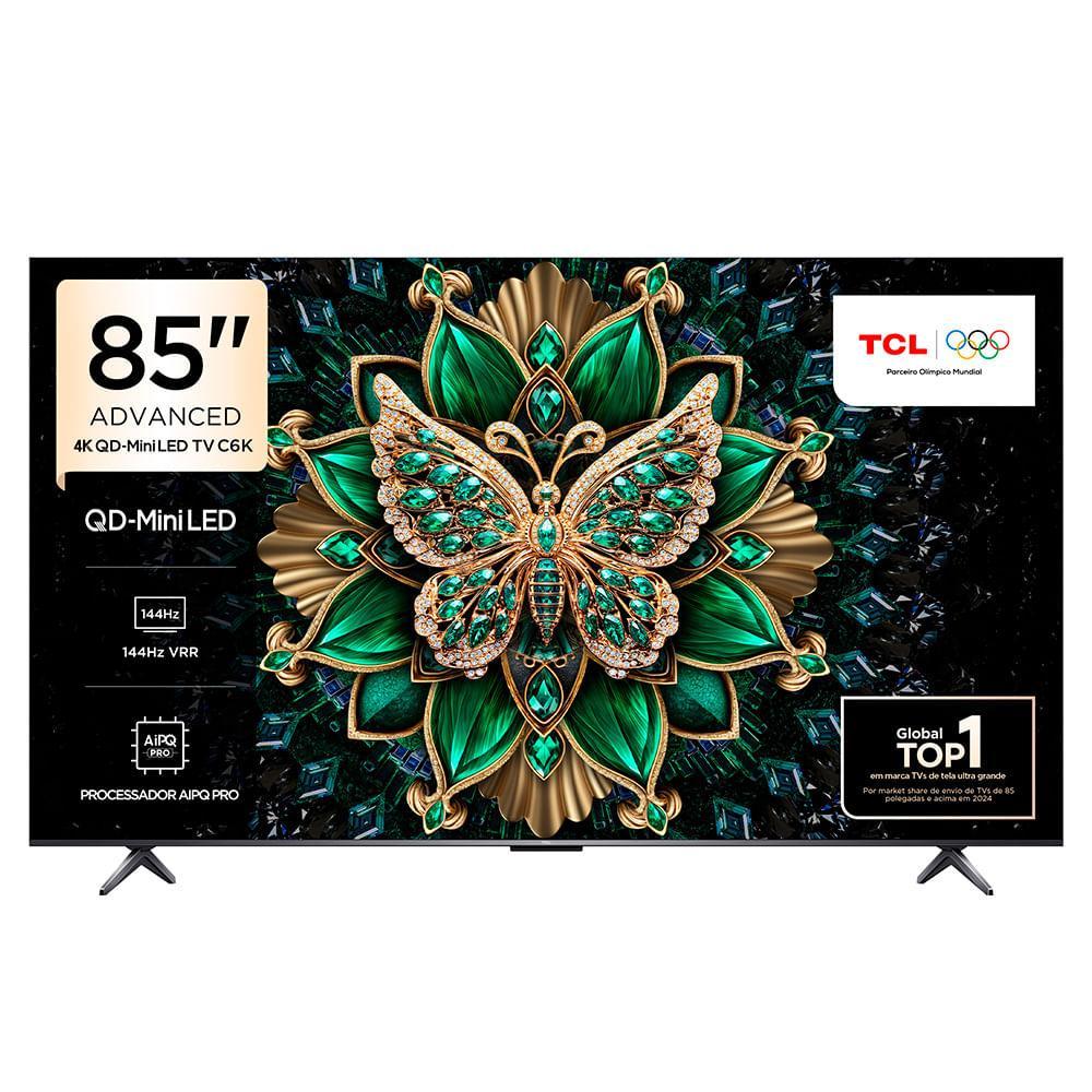 Smart TV 4K TCL QD-Mini LED 85” Polegadas com HDMI 2.1, Dolby Vision IQ, Subwoofer, 144Hz VRR e Wi-Fi - 85C6K - 1