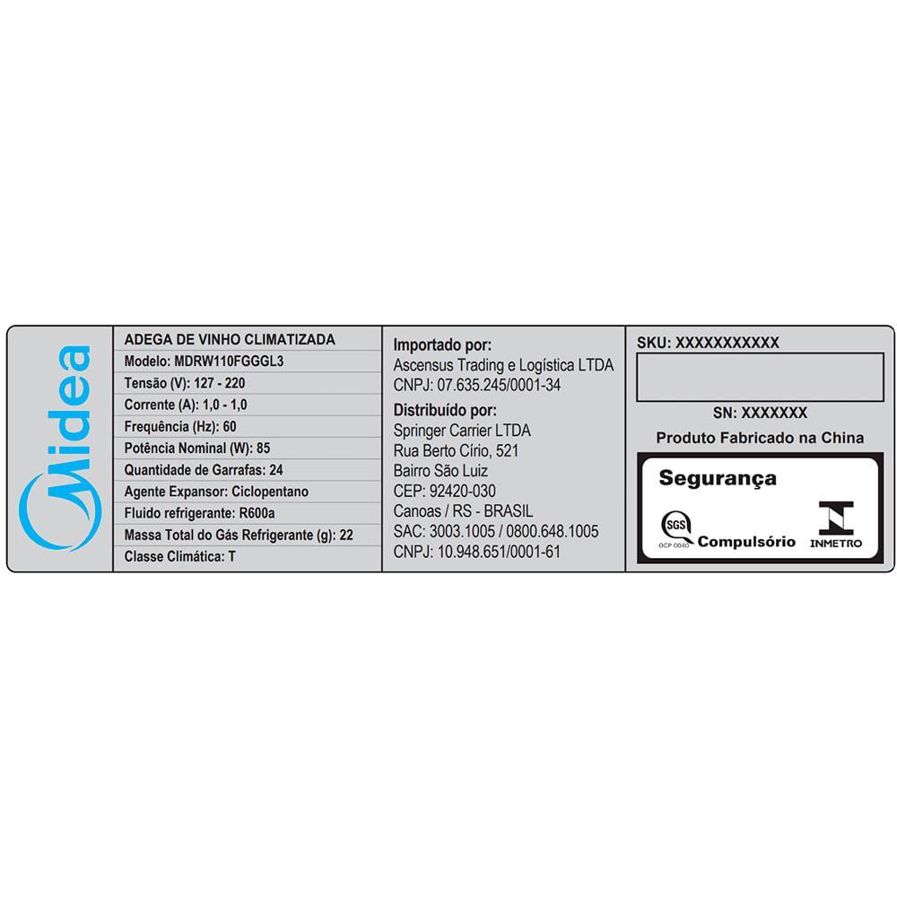 Adega de Vinhos Midea Inverter para 24 Garrafas com até 18°C - MDRW110FGGGL3 - 7