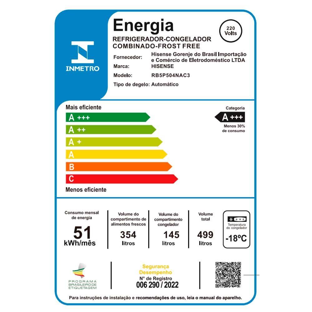 Refrigerador Bottom Freezer Metal Tech Hisense de 02 Portas Frost Free com 499 Litros Inox - RB5P504 - 9