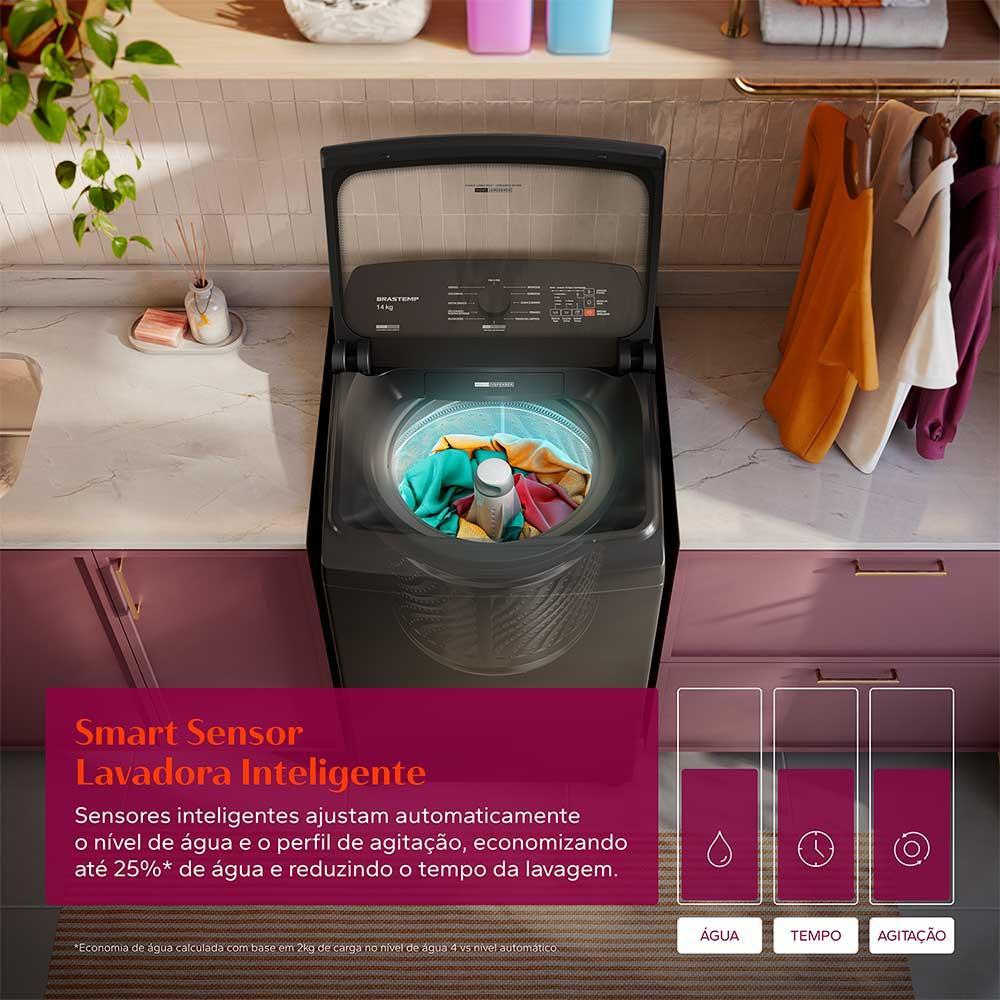 Lavadora de Roupas Brastemp 14Kg Cinza Platinum com 12 Programas de Lavagem com Smart Sensor e Reduzir Tempo - BWJ14A9 - 6