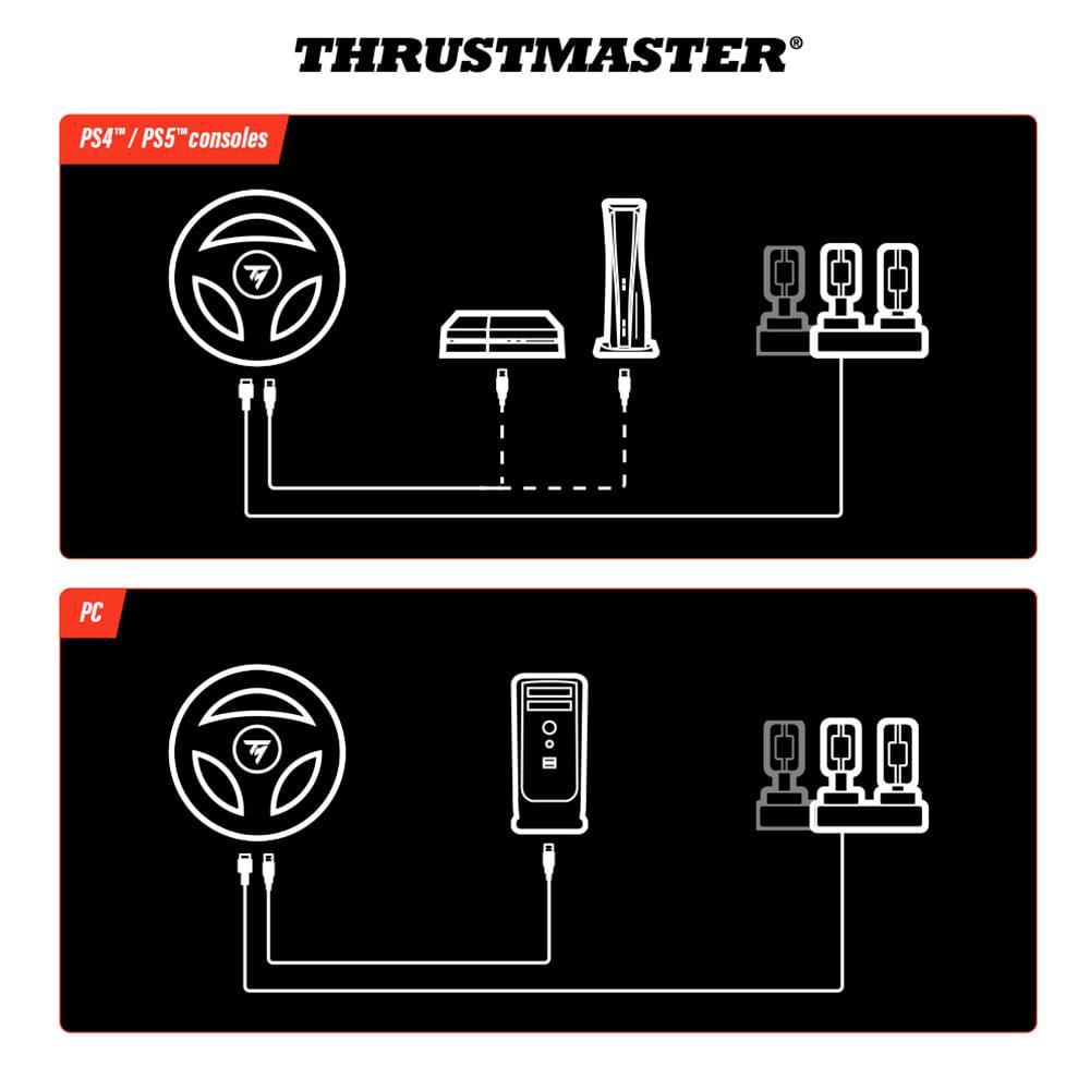 Kit Volante e Pedal T98 Ferrari para PS4, PS5 e PC - Thrustmaster - 4