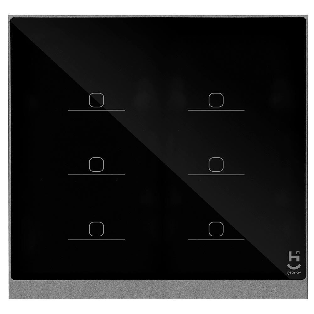 Interruptor Inteligente 6 Teclas Conexão Zigbee Compatível com Assistente de voz, IOS e Android Preto - Geonav - 1