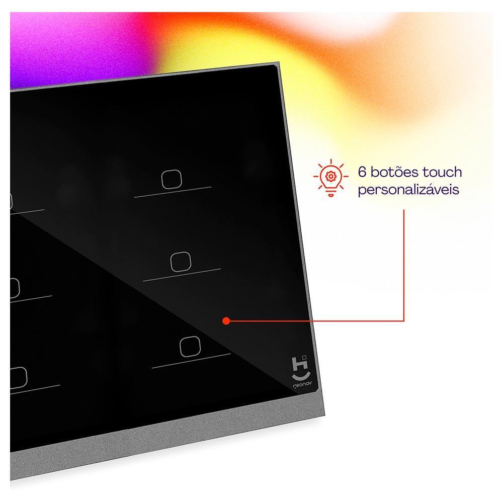 Interruptor Inteligente 6 Teclas Conexão Zigbee Compatível com Assistente de voz, IOS e Android Preto - Geonav - 2