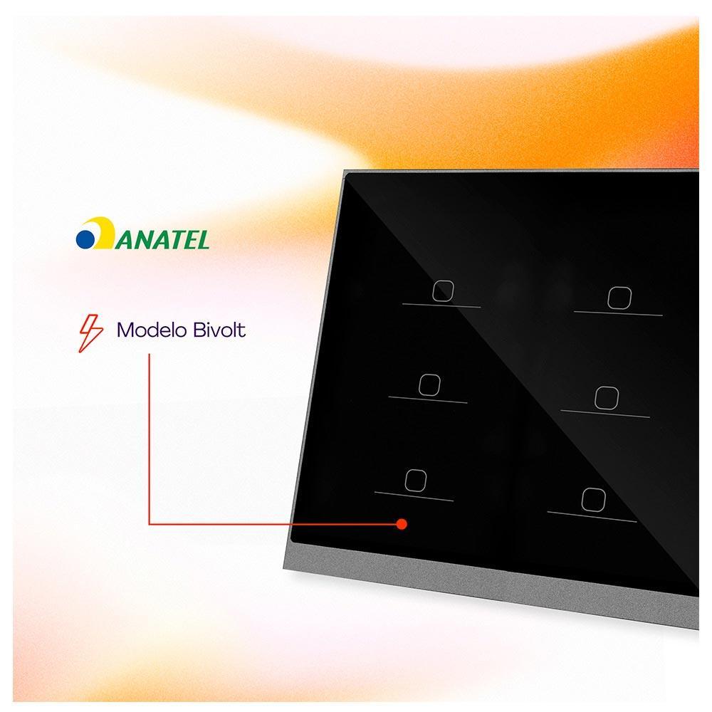 Interruptor Inteligente 6 Teclas Conexão Zigbee Compatível com Assistente de voz, IOS e Android Preto - Geonav - 5