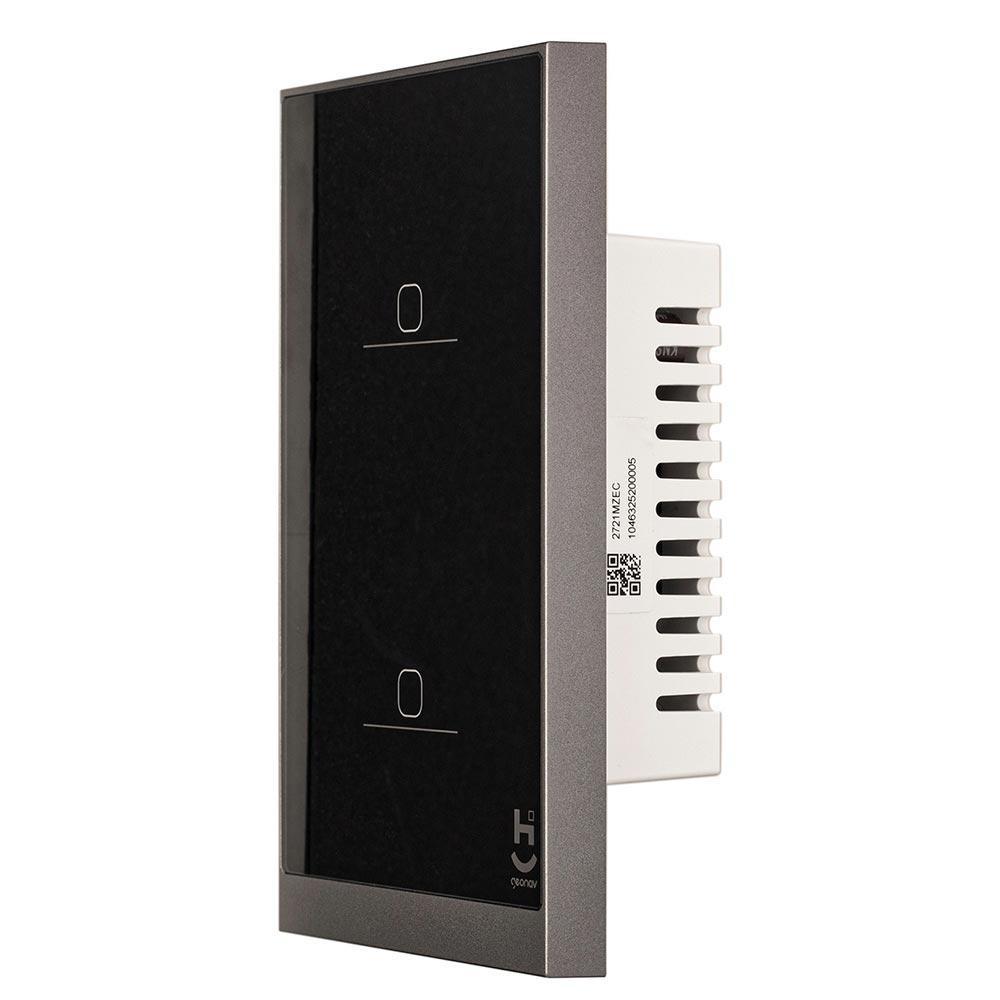 Interruptor Inteligente 2 Teclas Conexão Zigbee Compatível com Assistente de voz, IOS e Android Preto - Geonav - 8