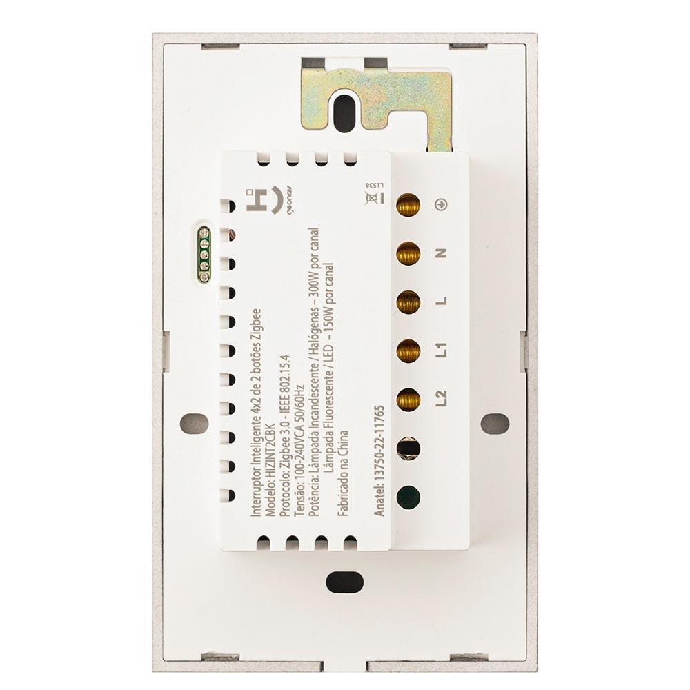 Interruptor Inteligente 2 Teclas Conexão Zigbee Compatível com Assistente de voz, IOS e Android Preto - Geonav - 9