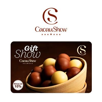 Cartão Presente Cacau Show Bônus 10% Virtual