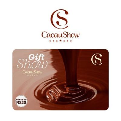 Cartão Presente Cacau Show Bônus R$ 20 Virtual