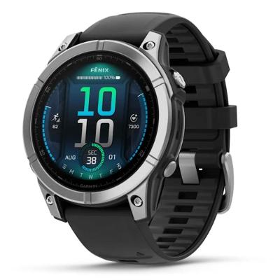 Smartwatch Relógio Garmin Fenix E Aço Inoxidável com Pulseira de Silicone Preta 47mm