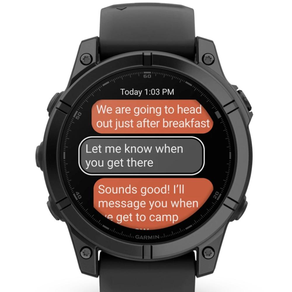 Smartwatch Relógio Garmin Fenix E Aço cinza ardósia com Pulseira de Silicone Preta 47mm - 9
