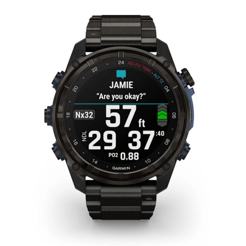 Smartwatch Relógio Garmin Descent Mk3i com Monitor Cardíaco de Pulso e GPS Cinza Carbono Titânio DLC c/ pulseira de Titânio - 2