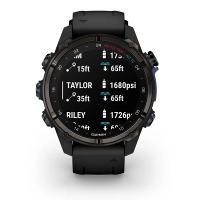 Relógio Garmin Descent Mk3si com Monitor Cardíaco de Pulso e GPS Cinza Carbono DLC Ti Preto EMEA 43mm