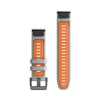 Smartwatch Pulseira Garmin QuickFit 22 para Fenix 6 / 7 / EpixPro47mm / 945 / 955 / 965 / Instinct 2 Cinza com Laranja Silicone - 2