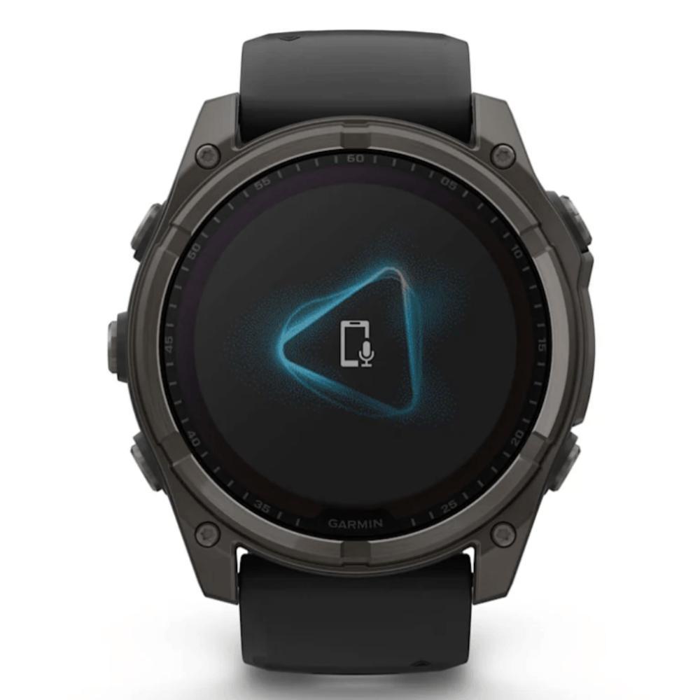 Smartwatch Relógio Garmin Fenix 8X Safira Solar Carbon Gray DLC Titânio com Pulseira de Silicone Preta com Cinza 51mm - 5