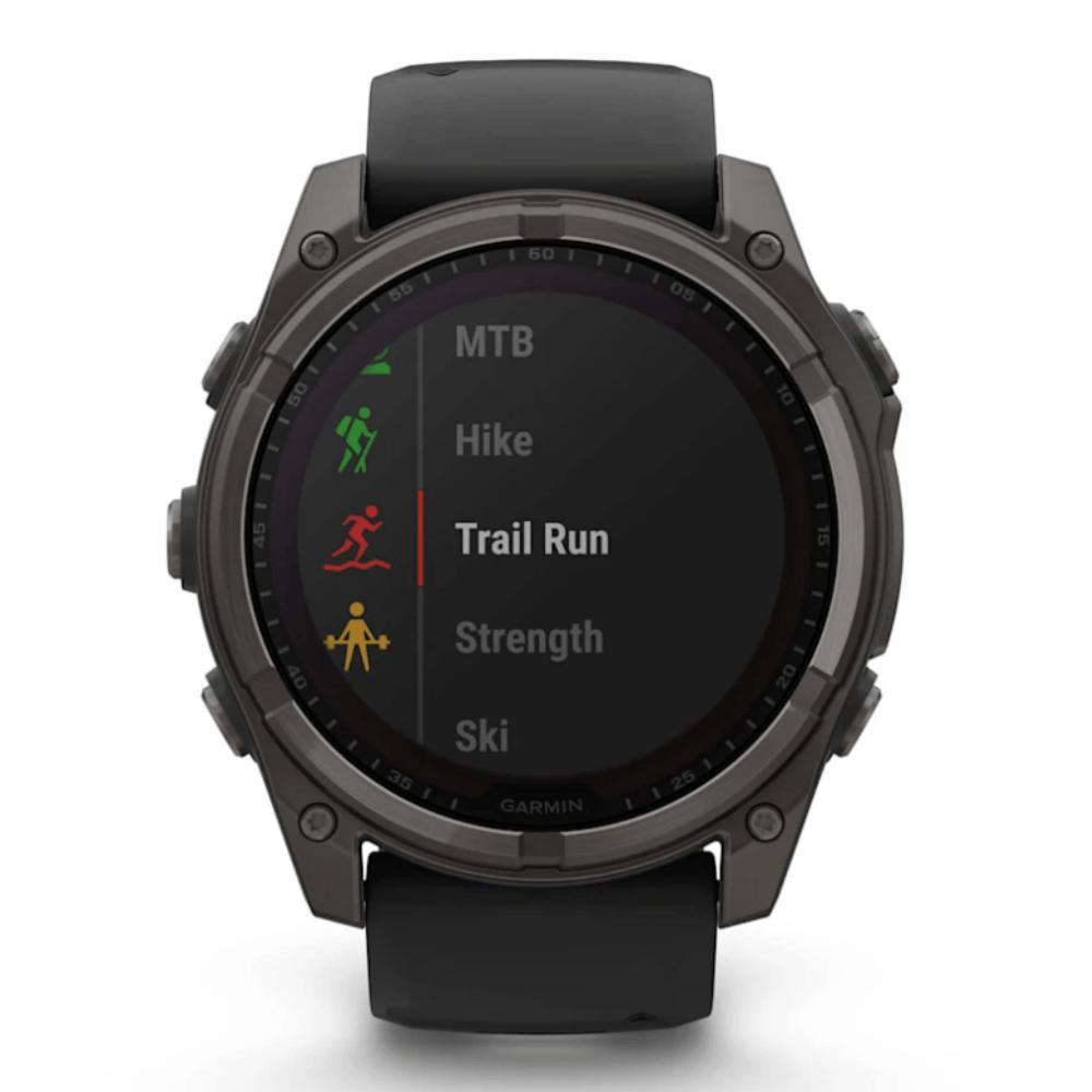 Smartwatch Relógio Garmin Fenix 8X Safira Solar Carbon Gray DLC Titânio com Pulseira de Silicone Preta com Cinza 51mm - 6