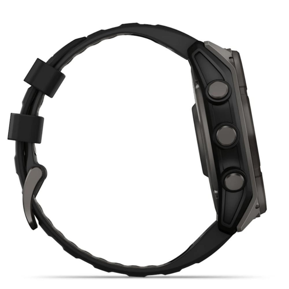 Smartwatch Relógio Garmin Fenix 8X Safira Solar Carbon Gray DLC Titânio com Pulseira de Silicone Preta com Cinza 51mm - 10