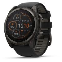 Smartwatch Relógio Garmin Fenix 8X Safira Solar Carbon Gray DLC Titânio com Pulseira de Silicone Preta com Cinza 51mm - 1