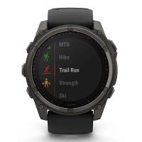 Smartwatch Relógio Garmin Fenix 8X Safira Solar Carbon Gray DLC Titânio com Pulseira de Silicone Preta com Cinza 51mm - 6