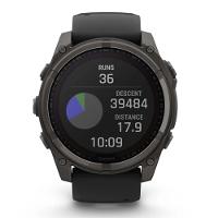 Smartwatch Relógio Garmin Fenix 8X Safira Solar Carbon Gray DLC Titânio com Pulseira de Silicone Preta com Cinza 51mm - 8