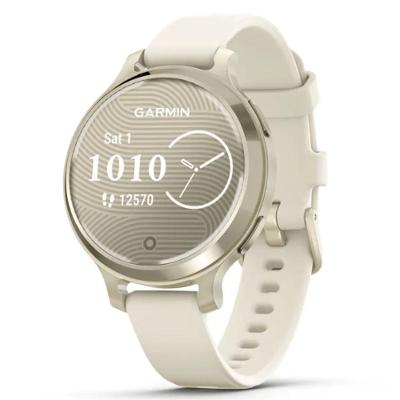 Smartwatch Monitor Cardíaco de Pulso com GPS Garmin Lily 2 Active, WW (2024)  Lunar Gold Pulseira Branca de Silicone