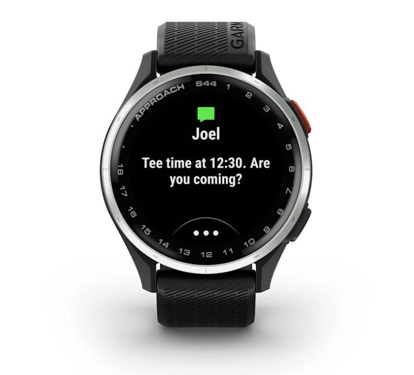 Relógio Monitor Cardíaco de Pulso com GPS Garmin Approach® S44 (2025) Prata com pulseira de silicone preta 43mm - 3