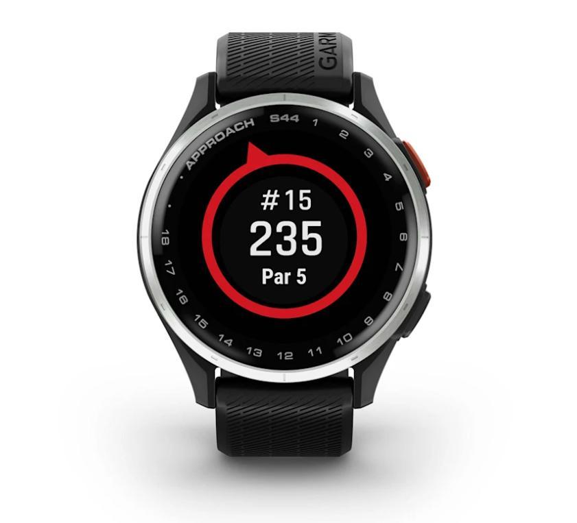 Relógio Monitor Cardíaco de Pulso com GPS Garmin Approach® S44 (2025) Prata com pulseira de silicone preta 43mm - 7