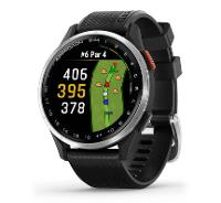 Relógio Monitor Cardíaco de Pulso com GPS Garmin Approach® S44 (2025) Prata com pulseira de silicone preta 43mm - 1