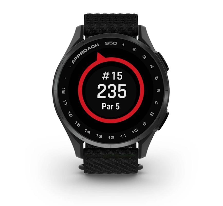 Relógio Garmin Monitor Cardíaco de Pulso com GPS Approach® S50 (2025) Ardósia com pulseira de ComfortFit Nylon preta  43mm - 7