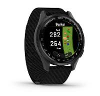 Relógio Garmin Monitor Cardíaco de Pulso com GPS Approach® S50 (2025) Ardósia com pulseira de ComfortFit Nylon preta  43mm - 9