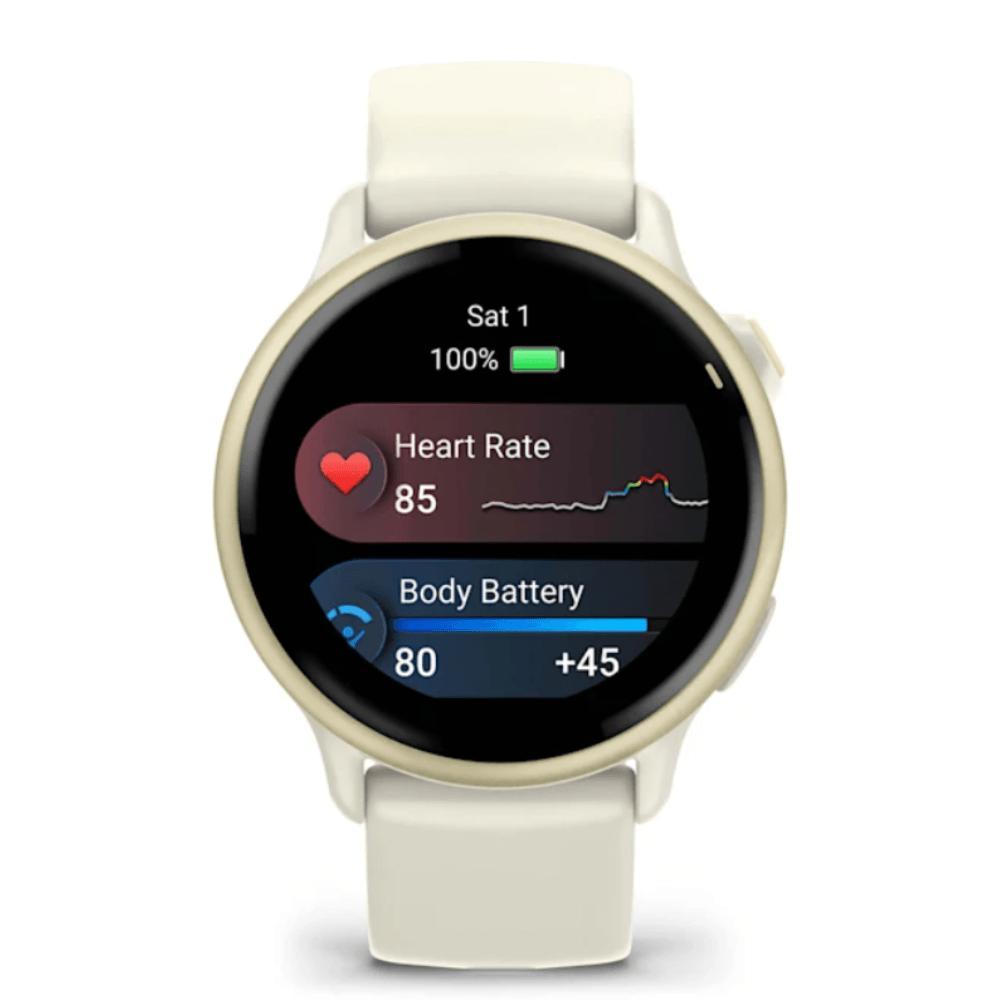 Smartwatch Relógio Garmin Vívoactive 6 com Monitor Cardíaco de Pulso e GPS Lunar Gold 42mm - 5