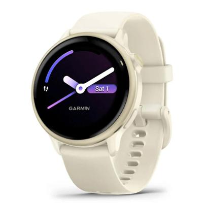 Smartwatch Relógio Garmin Vívoactive 6 com Monitor Cardíaco de Pulso e GPS Lunar Gold 42mm