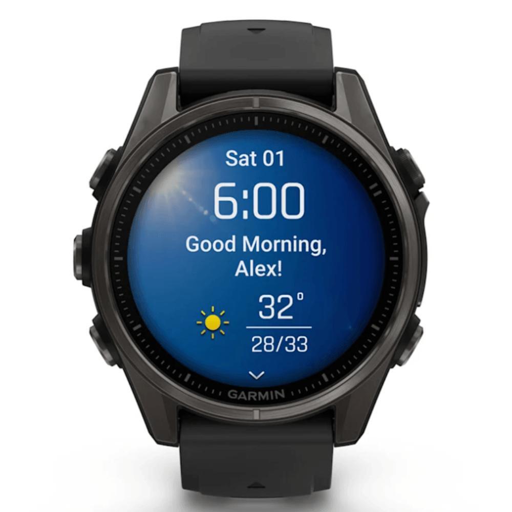 Smartwatch Relógio Garmin Fenix 8S Safira Carbon Gray DLC Titânio com Pulseira de Silicone Preta com Cinza 43mm - 2