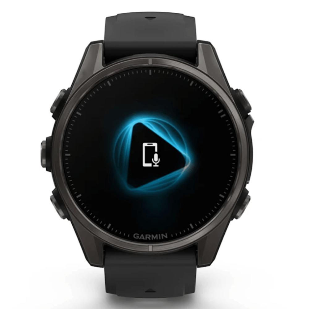 Smartwatch Relógio Garmin Fenix 8S Safira Carbon Gray DLC Titânio com Pulseira de Silicone Preta com Cinza 43mm - 4