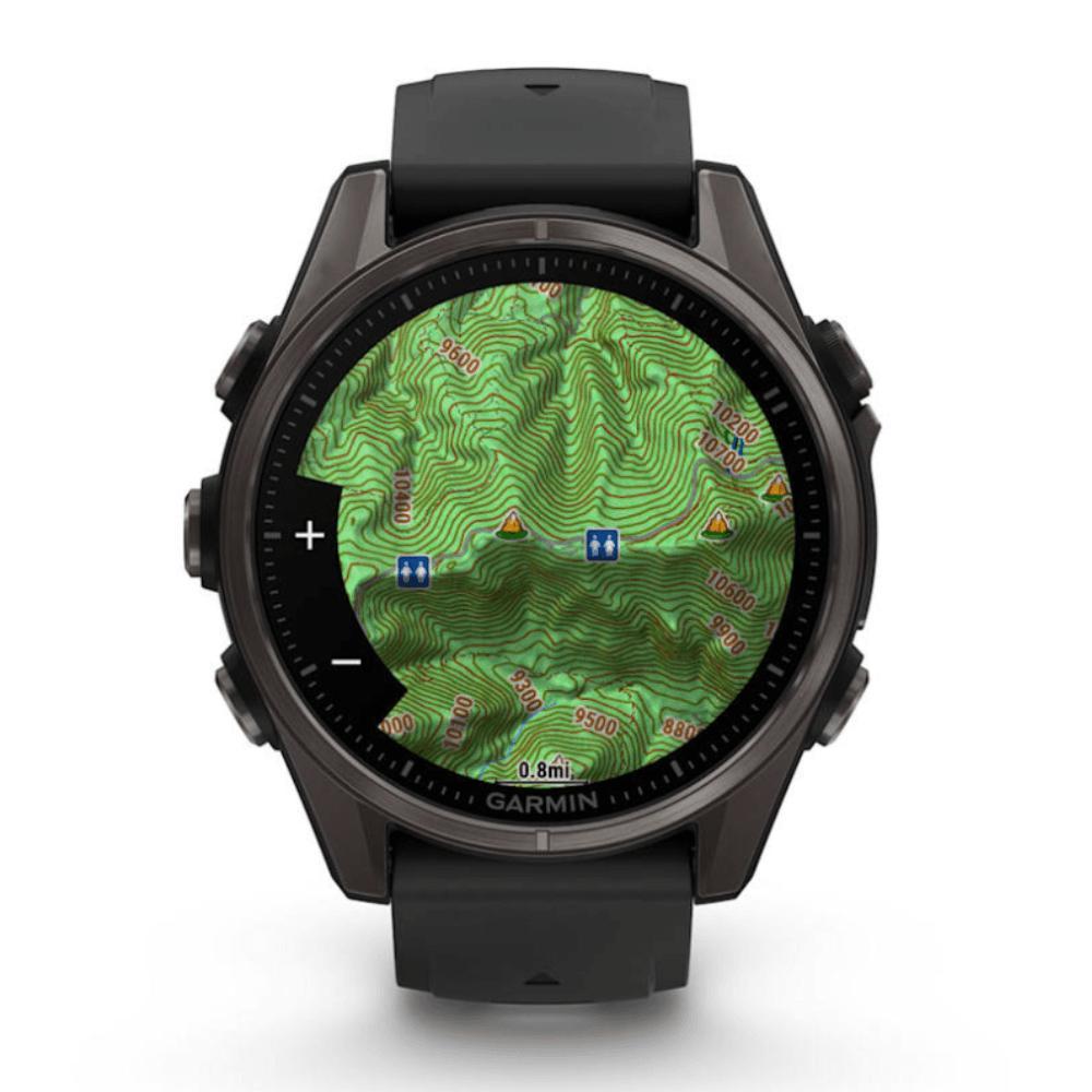 Smartwatch Relógio Garmin Fenix 8S Safira Carbon Gray DLC Titânio com Pulseira de Silicone Preta com Cinza 43mm - 5