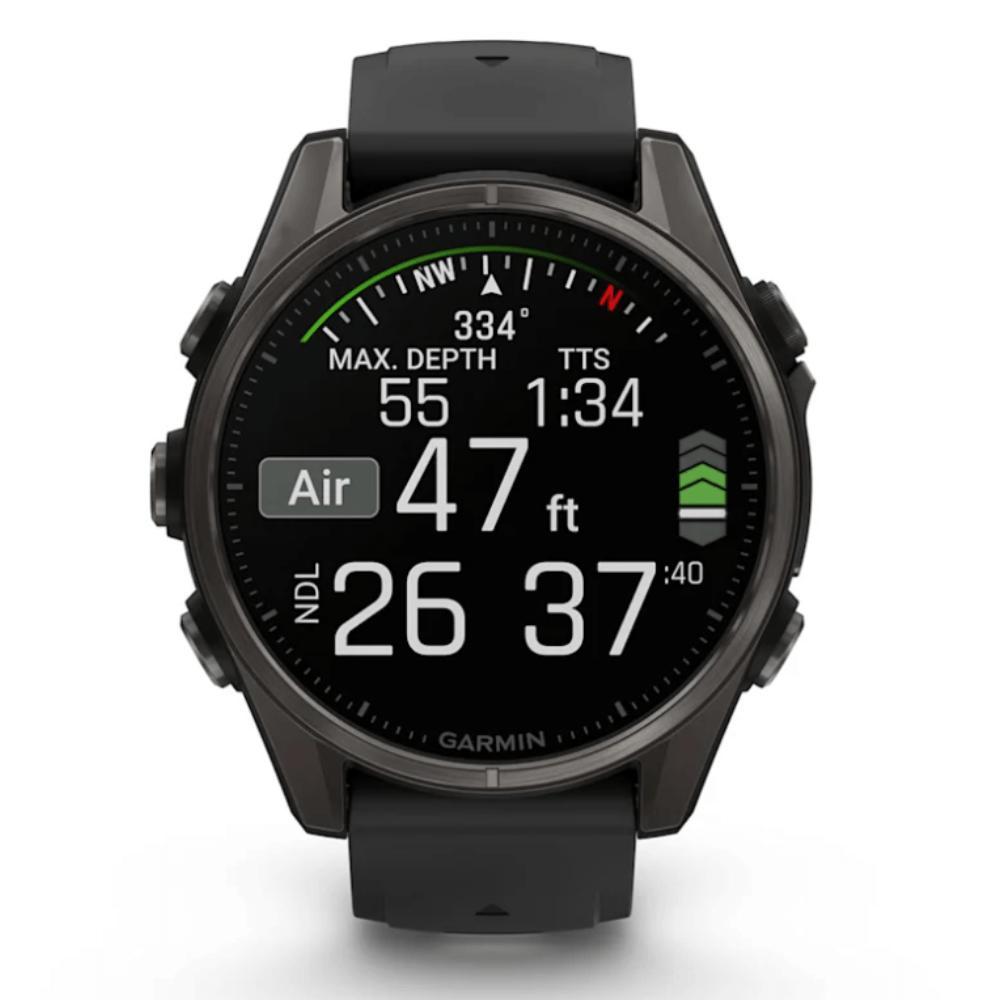 Smartwatch Relógio Garmin Fenix 8S Safira Carbon Gray DLC Titânio com Pulseira de Silicone Preta com Cinza 43mm - 7