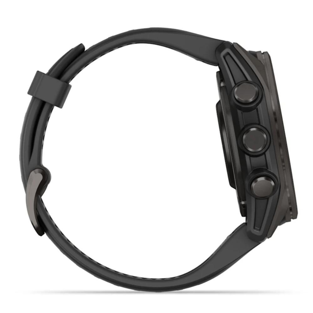 Smartwatch Relógio Garmin Fenix 8S Safira Carbon Gray DLC Titânio com Pulseira de Silicone Preta com Cinza 43mm - 10