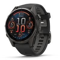 Smartwatch Relógio Garmin Fenix 8S Safira Carbon Gray DLC Titânio com Pulseira de Silicone Preta com Cinza 43mm - 1