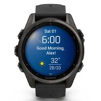 Smartwatch Relógio Garmin Fenix 8S Safira Carbon Gray DLC Titânio com Pulseira de Silicone Preta com Cinza 43mm - 2