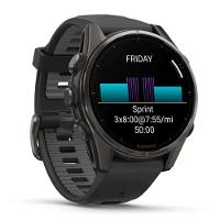 Smartwatch Relógio Garmin Fenix 8S Safira Carbon Gray DLC Titânio com Pulseira de Silicone Preta com Cinza 43mm - 3