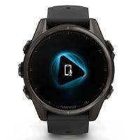 Smartwatch Relógio Garmin Fenix 8S Safira Carbon Gray DLC Titânio com Pulseira de Silicone Preta com Cinza 43mm
