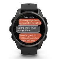 Smartwatch Relógio Garmin Fenix 8S Safira Carbon Gray DLC Titânio com Pulseira de Silicone Preta com Cinza 43mm - 9