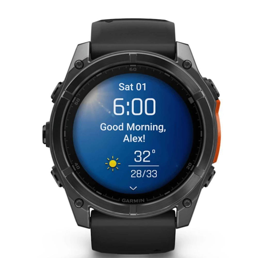 Smartwatch Relógio Garmin Fenix 8X Safira Carbon Gray DLC Titânio com Pulseira de Silicone Preta com Cinza 51mm - 2