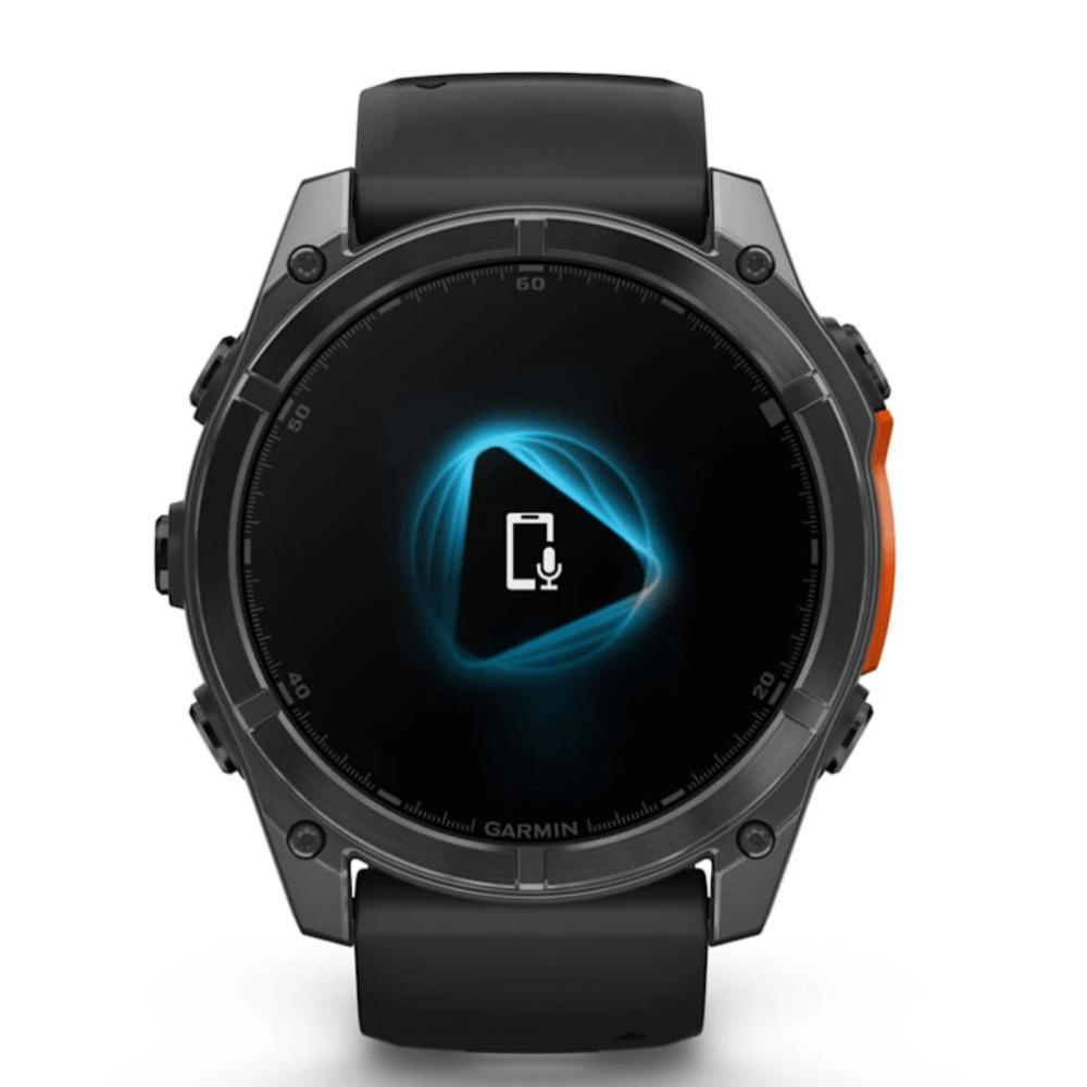 Smartwatch Relógio Garmin Fenix 8X Safira Carbon Gray DLC Titânio com Pulseira de Silicone Preta com Cinza 51mm - 4