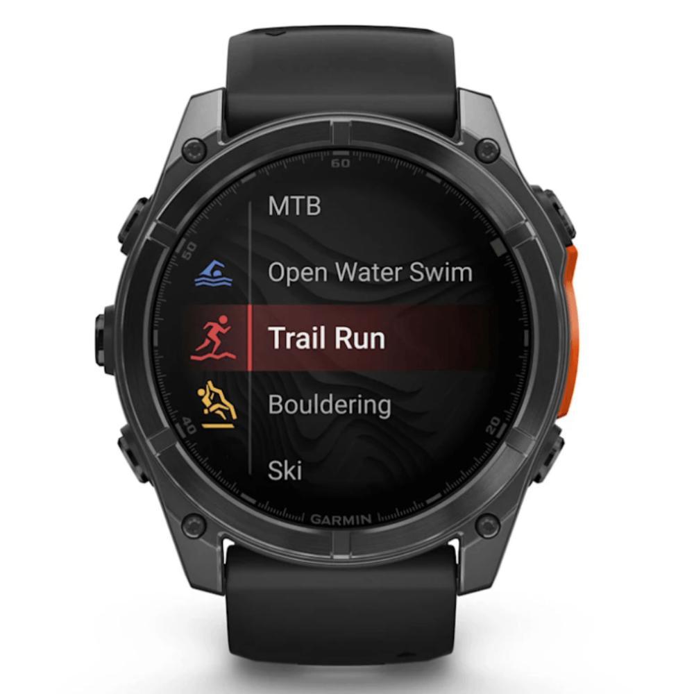 Smartwatch Relógio Garmin Fenix 8X Safira Carbon Gray DLC Titânio com Pulseira de Silicone Preta com Cinza 51mm - 6